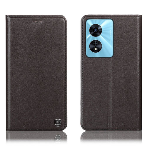 Leather Case Stands Flip Cover Holder H21P for Oppo A1 5G Brown