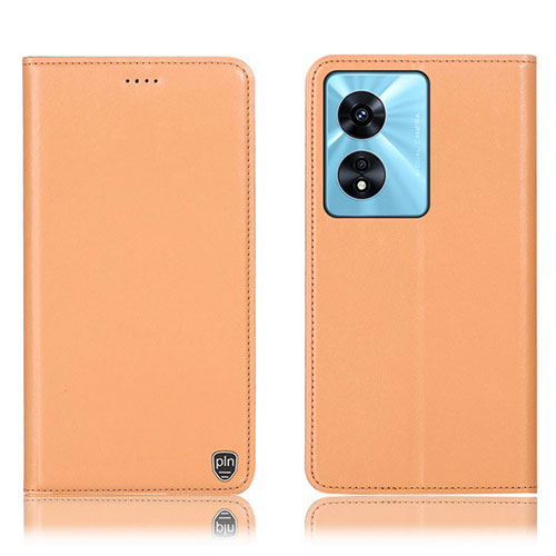 Leather Case Stands Flip Cover Holder H21P for Oppo A1x 5G Orange