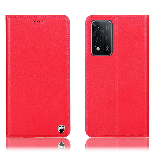 Leather Case Stands Flip Cover Holder H21P for Oppo A93s 5G Red