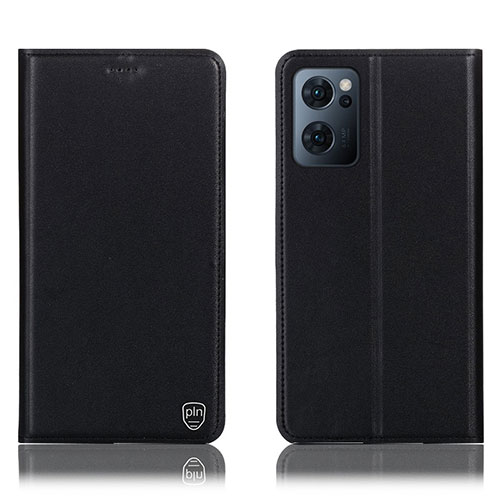 Leather Case Stands Flip Cover Holder H21P for Oppo Find X5 Lite 5G Black