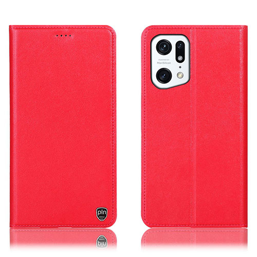 Leather Case Stands Flip Cover Holder H21P for Oppo Find X5 Pro 5G Red