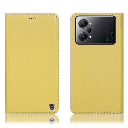 Leather Case Stands Flip Cover Holder H21P for Oppo K10 Pro 5G Yellow