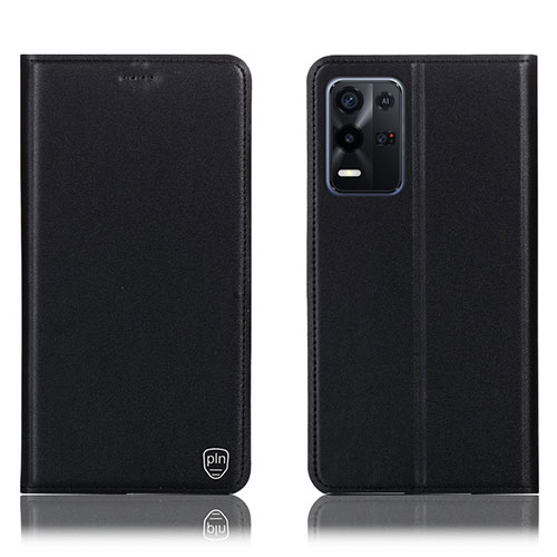 Leather Case Stands Flip Cover Holder H21P for Oppo K9X 5G Black