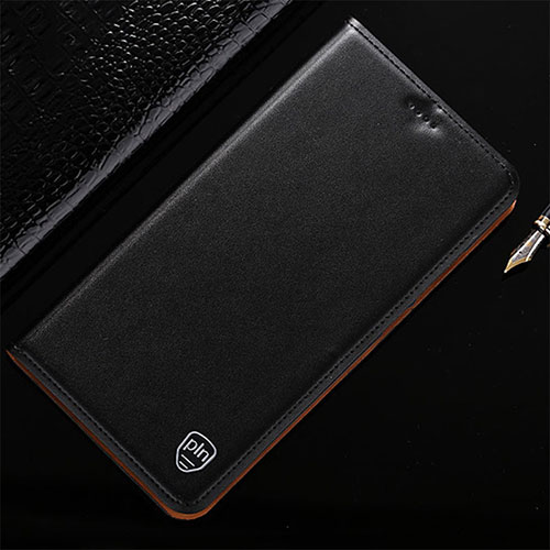 Leather Case Stands Flip Cover Holder H21P for Samsung Galaxy A7 (2018) A750 Black