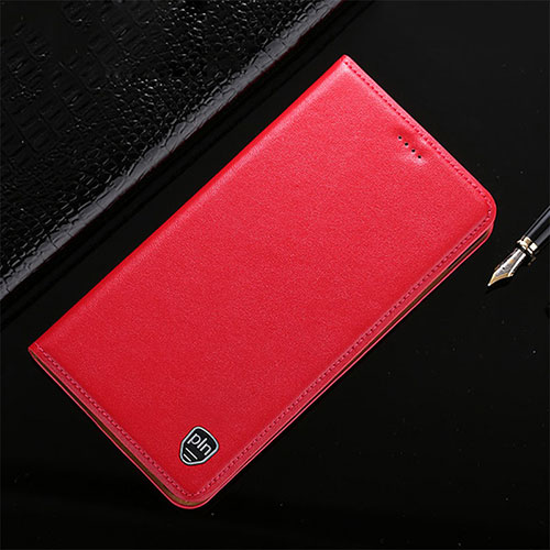 Leather Case Stands Flip Cover Holder H21P for Vivo V25e Red