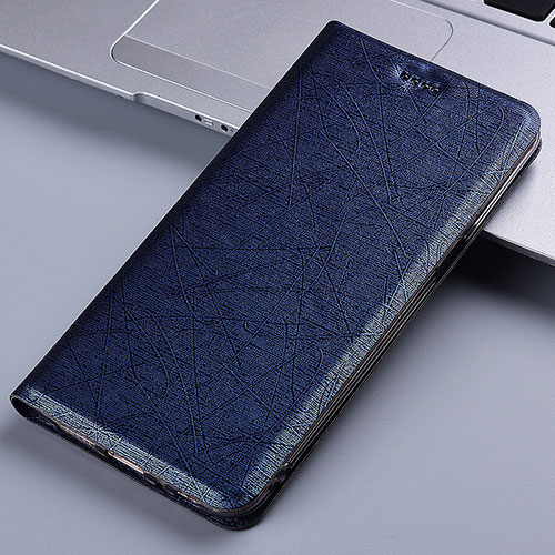 Leather Case Stands Flip Cover Holder H22P for Apple iPhone X Blue