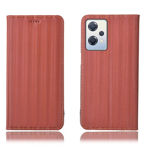 Leather Case Stands Flip Cover Holder H23P for OnePlus Nord CE 2 Lite 5G Brown