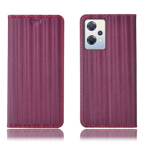 Leather Case Stands Flip Cover Holder H23P for OnePlus Nord CE 2 Lite 5G Red Wine