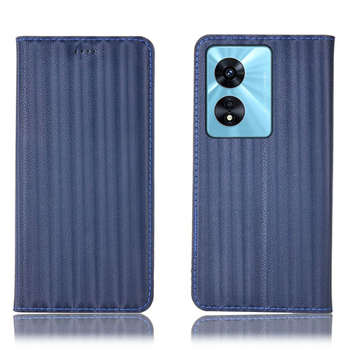 Leather Case Stands Flip Cover Holder H23P for Oppo A1 Pro 5G Blue