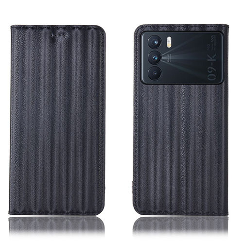 Leather Case Stands Flip Cover Holder H23P for Oppo K9 Pro 5G Black