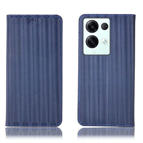 Leather Case Stands Flip Cover Holder H23P for Oppo Reno8 Pro+ Plus 5G Blue