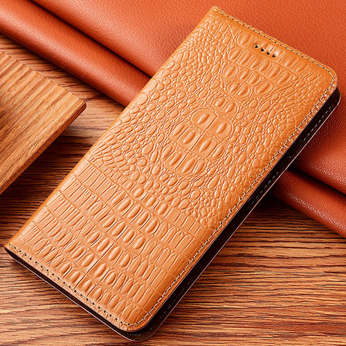 Leather Case Stands Flip Cover Holder H24P for Oppo Reno11 Pro 5G Orange