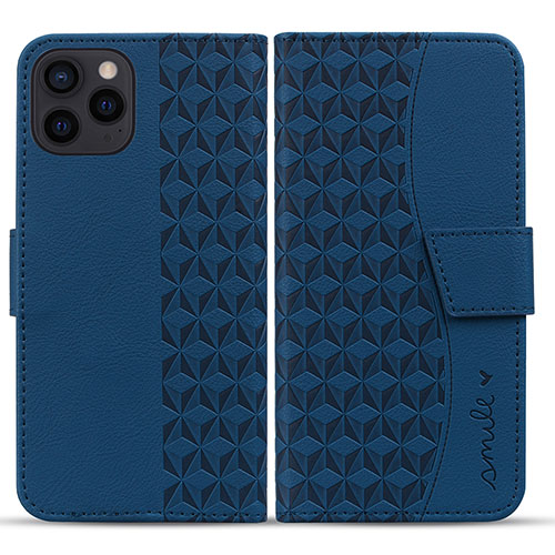 Leather Case Stands Flip Cover Holder HF1 for Apple iPhone 15 Pro Max Blue