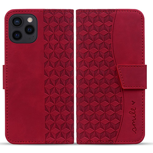 Leather Case Stands Flip Cover Holder HF1 for Apple iPhone 16 Pro Red