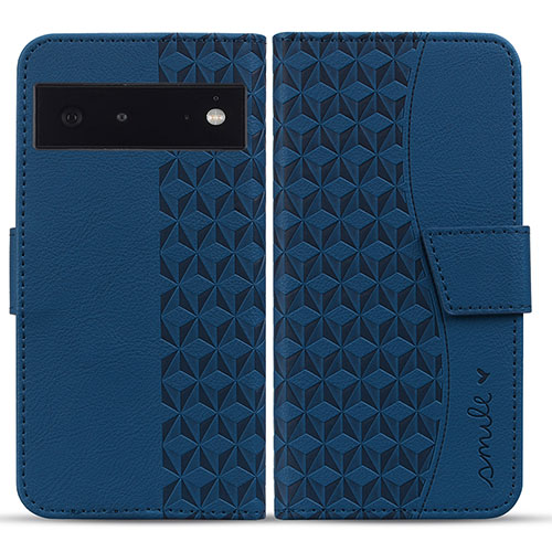 Leather Case Stands Flip Cover Holder HF1 for Google Pixel 6a 5G Blue