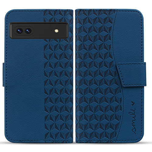 Leather Case Stands Flip Cover Holder HF1 for Google Pixel 7 5G Blue