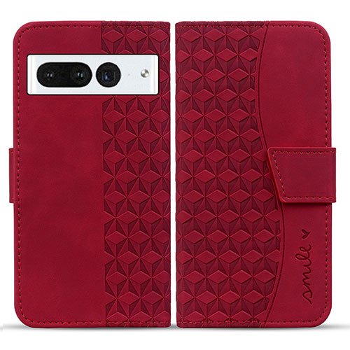 Leather Case Stands Flip Cover Holder HF1 for Google Pixel 7 Pro 5G Red