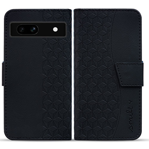 Leather Case Stands Flip Cover Holder HF1 for Google Pixel 7a 5G Black