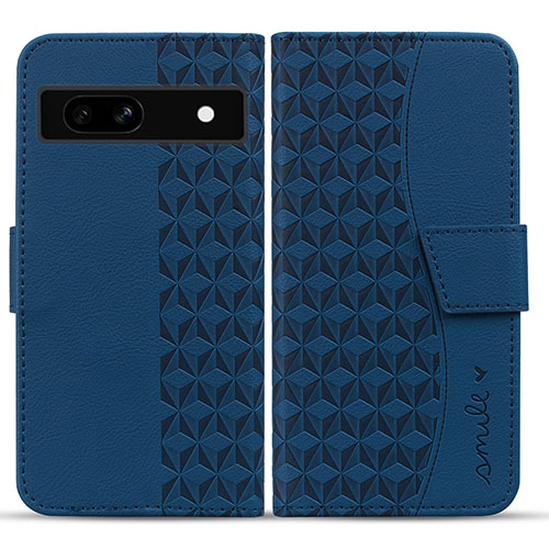 Leather Case Stands Flip Cover Holder HF1 for Google Pixel 7a 5G Blue