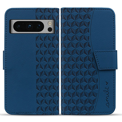 Leather Case Stands Flip Cover Holder HF1 for Google Pixel 8 Pro 5G Blue