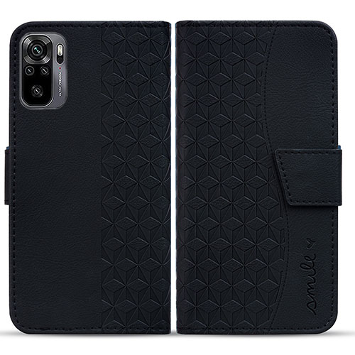 Leather Case Stands Flip Cover Holder HF1 for Xiaomi Redmi Note 10 4G Black