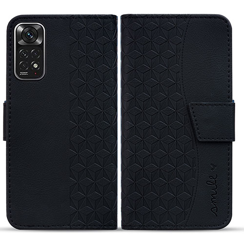 Leather Case Stands Flip Cover Holder HF1 for Xiaomi Redmi Note 11 4G (2022) Black