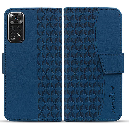 Leather Case Stands Flip Cover Holder HF1 for Xiaomi Redmi Note 11 4G (2022) Blue