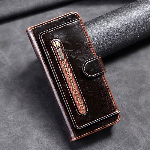 Leather Case Stands Flip Cover Holder JD1 for Samsung Galaxy Z Fold4 5G Brown