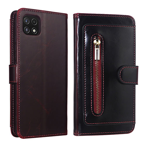 Leather Case Stands Flip Cover Holder JDK for Samsung Galaxy A22 5G Red