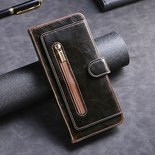 Leather Case Stands Flip Cover Holder JDK for Xiaomi Redmi K40 5G Brown