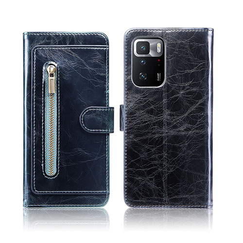 Leather Case Stands Flip Cover Holder JDK for Xiaomi Redmi Note 10 Pro 5G Blue