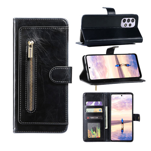 Leather Case Stands Flip Cover Holder JDK1 for Samsung Galaxy A52 4G Black