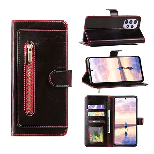 Leather Case Stands Flip Cover Holder JDK1 for Samsung Galaxy A52 4G Red