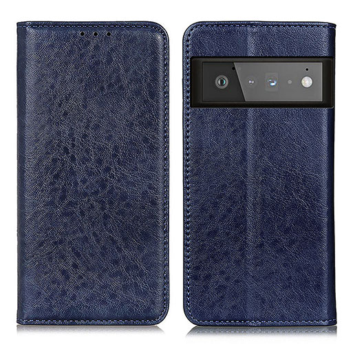 Leather Case Stands Flip Cover Holder K01Z for Google Pixel 6 Pro 5G Blue