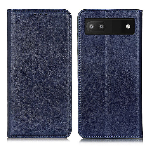 Leather Case Stands Flip Cover Holder K01Z for Google Pixel 6a 5G Blue