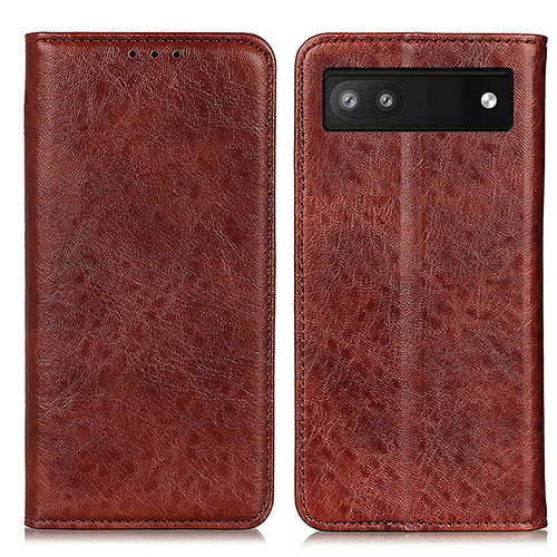 Leather Case Stands Flip Cover Holder K01Z for Google Pixel 6a 5G Brown