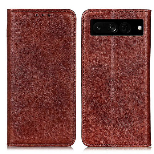 Leather Case Stands Flip Cover Holder K01Z for Google Pixel 7 Pro 5G Brown