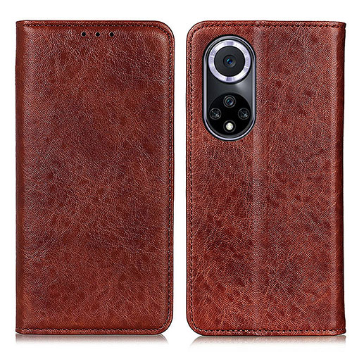 Leather Case Stands Flip Cover Holder K01Z for Huawei Honor 50 5G Brown