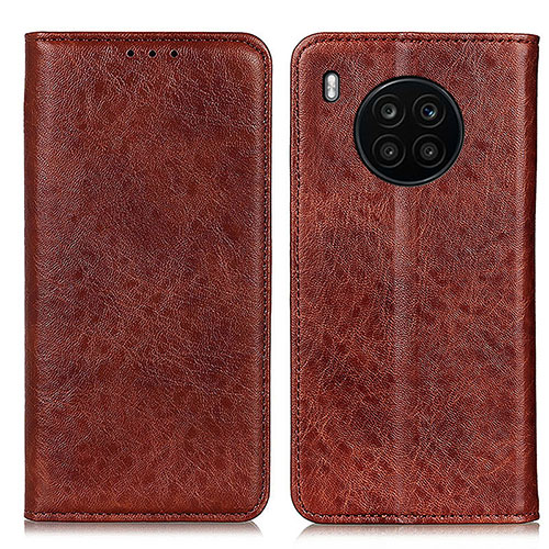 Leather Case Stands Flip Cover Holder K01Z for Huawei Nova 8i Brown