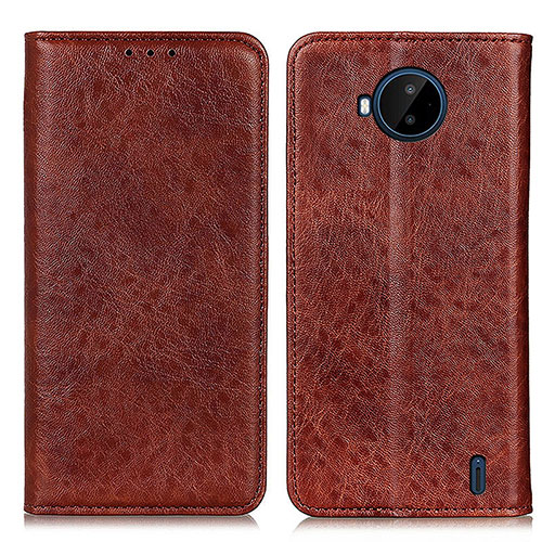 Leather Case Stands Flip Cover Holder K01Z for Nokia C20 Plus Brown