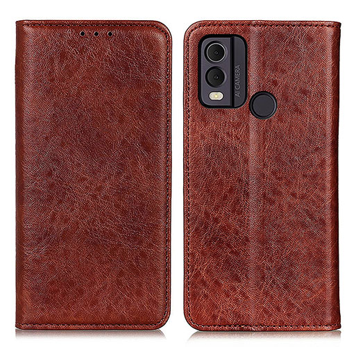 Leather Case Stands Flip Cover Holder K01Z for Nokia C22 Brown