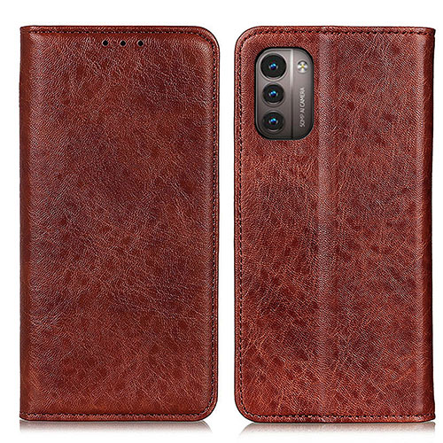 Leather Case Stands Flip Cover Holder K01Z for Nokia G11 Brown