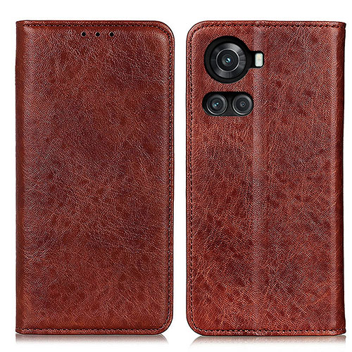 Leather Case Stands Flip Cover Holder K01Z for OnePlus 10R 5G Brown