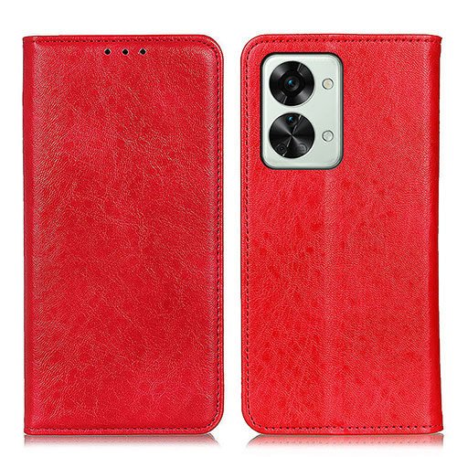 Leather Case Stands Flip Cover Holder K01Z for OnePlus Nord 2T 5G Red