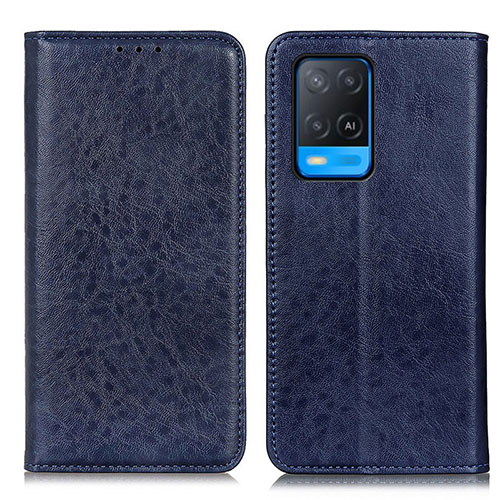 Leather Case Stands Flip Cover Holder K01Z for Oppo A54 4G Blue