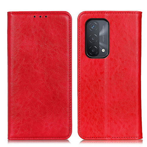 Leather Case Stands Flip Cover Holder K01Z for Oppo A54 5G Red