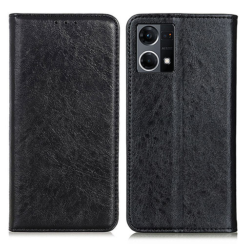 Leather Case Stands Flip Cover Holder K01Z for Oppo F21 Pro 4G Black