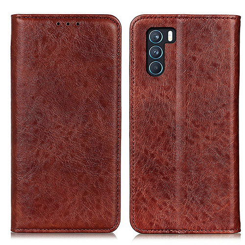 Leather Case Stands Flip Cover Holder K01Z for Oppo K9 Pro 5G Brown