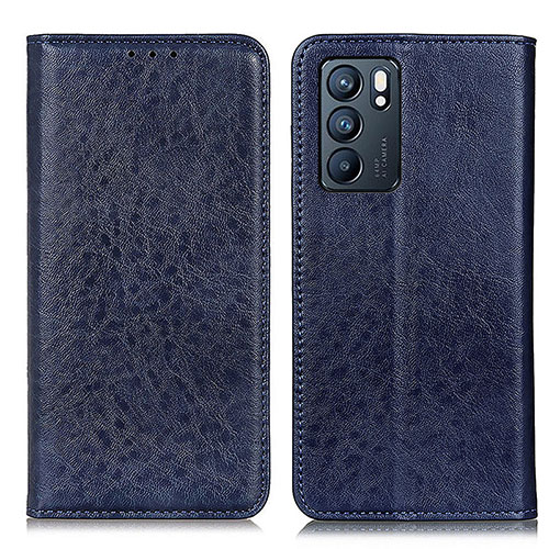 Leather Case Stands Flip Cover Holder K01Z for Oppo Reno6 5G Blue