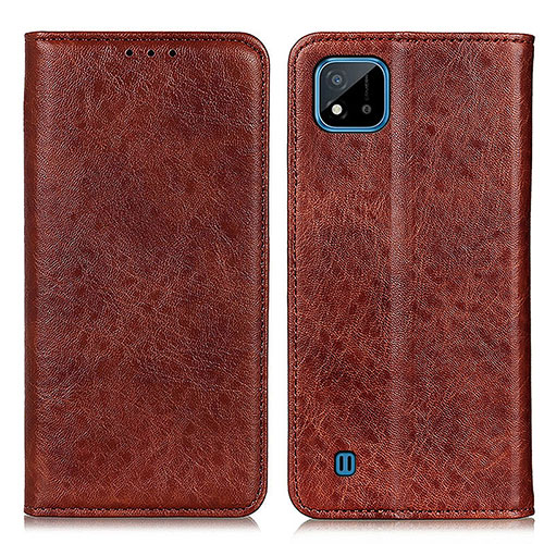 Leather Case Stands Flip Cover Holder K01Z for Realme Narzo 50i Brown